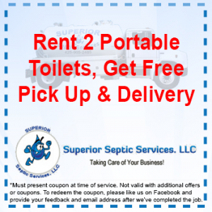 Rent 2 Portable Toilets Get Free Pick Up & Delivery